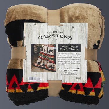 Carstens Bear Trails with Black Sherpa Plush Throw