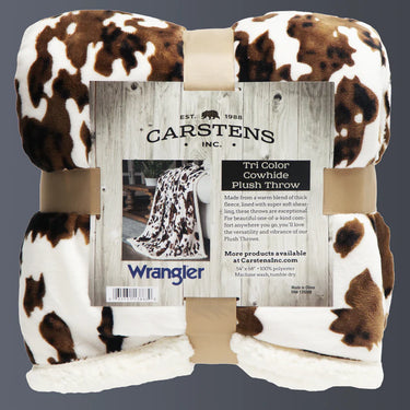 Carstens Wrangler® Tri-color Cowhide Plush Sherpa Throw