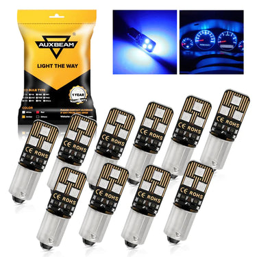 Auxbeam 10pcs Blue Light Ba9s Ba9 1895 1891 53 57 Led Bulbs For Car Interior Dome Map License Plate Glove Box Light Etc