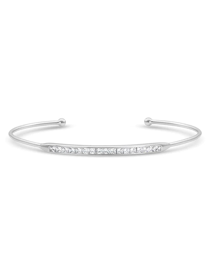 Load image into Gallery viewer, Montana Silversmiths Women&#39;s Minimal Clear Stone Bar Cuff Bracelet
