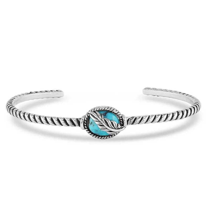 Load image into Gallery viewer, Montana Silversmith World&#39;s Feather Turquoise Cuff Bracelet
