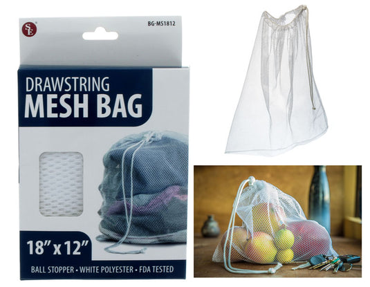 Multipurpose White Drawstring Mesh Bag (18