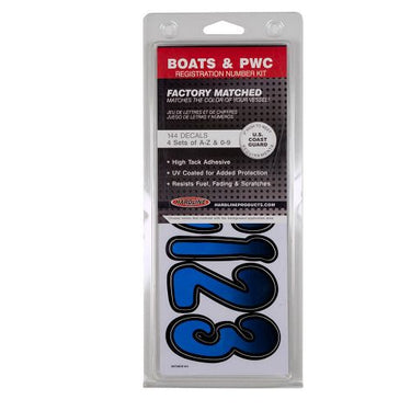 Boat Lettering 3″ Registration Kit (Blue/Black)
