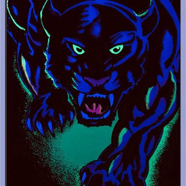 King of the Night Black Cat Black Light Poster