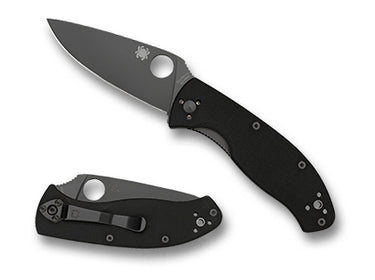 Spyderco Tenacious Folding Knife 3.38" Black Plain Blade