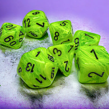 Chessex Mega-Hedral Vortex Bright Green/Black 7-Die Set
