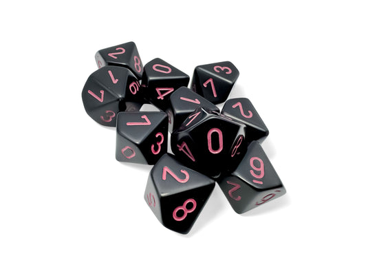 Chessex Opaque Black/Pink Set of 10 D10S