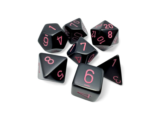 Chessex Opaque Black/Pink 7 Die Set