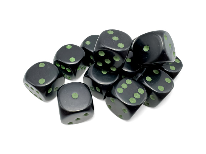 Chessex Opaque Black/Green 16MM D6 Dice Block