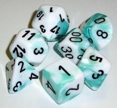 Chessex: Gemini Teal-White/Black 7-Die Set