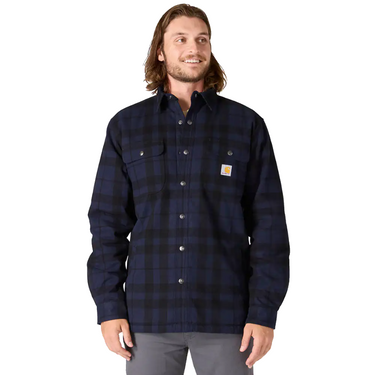 Carhartt Relaxed Fit Flannel Sherpa-Lined Shirt Jac (Navy) Size L