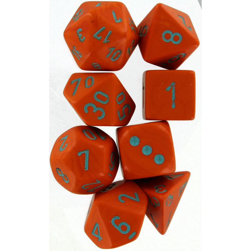 Load image into Gallery viewer, Chessex Heavy Orange/turquoise Lab 7-Die Set+1
