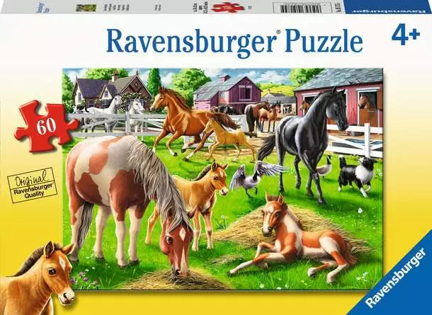 Load image into Gallery viewer, Children’s Jigsaw Puzzle Happy Horses - 60 Pieces
