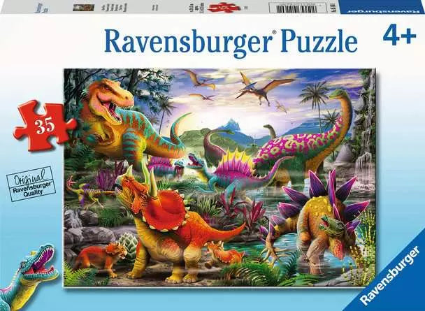 Load image into Gallery viewer, Children’s Jigsaw Puzzle T-Rex Terror - 35 Pieces
