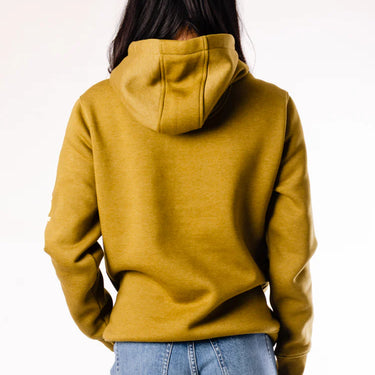 Carhartt Women's Relaxed Fit Midweight Logo Sleeve Graphic Hoodie (Golden Brass) Size L