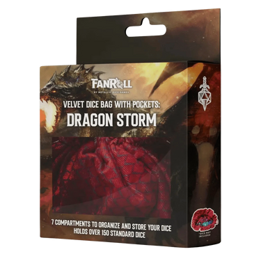 FanRoll: Dragon Storm Velvet Compartment Dice Bag - Red Dragon Scales