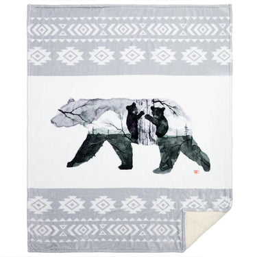 Carstens Dean Crouser Mama Bear & Cubs Plush Sherpa Throw Blanket