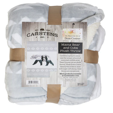 Carstens Dean Crouser Mama Bear & Cubs Plush Sherpa Throw Blanket