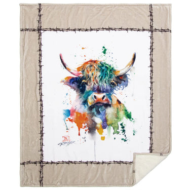 Carstens Dean Crouser Highland Cow Plush Sherpa Throw Blanket