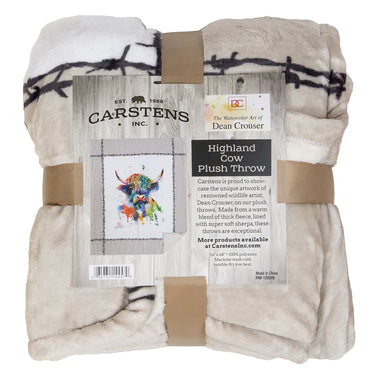 Carstens Dean Crouser Highland Cow Plush Sherpa Throw Blanket