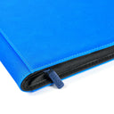 Close-up of the blue Arcane Fortress binder's zipper and cover
