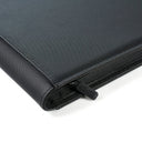 Close-up of the black Arcane Fortress binder's zipper and textured cover