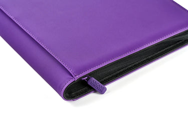 Close-up of the purple Arcane Fortress binder's zipper and cover