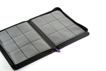 Arcane Fortress zipper binder open, showing 9-pocket pages