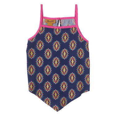 Wrangler Girl's Aztec Handkerchief Sleeveless Top (Blue) Size S