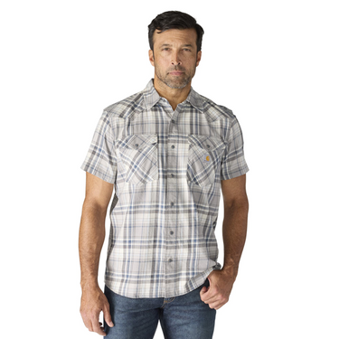 Carhartt Montana Bozeman Relaxed Short Sleeve Plaid Shirt (Carhartt Grey) Size 4XL