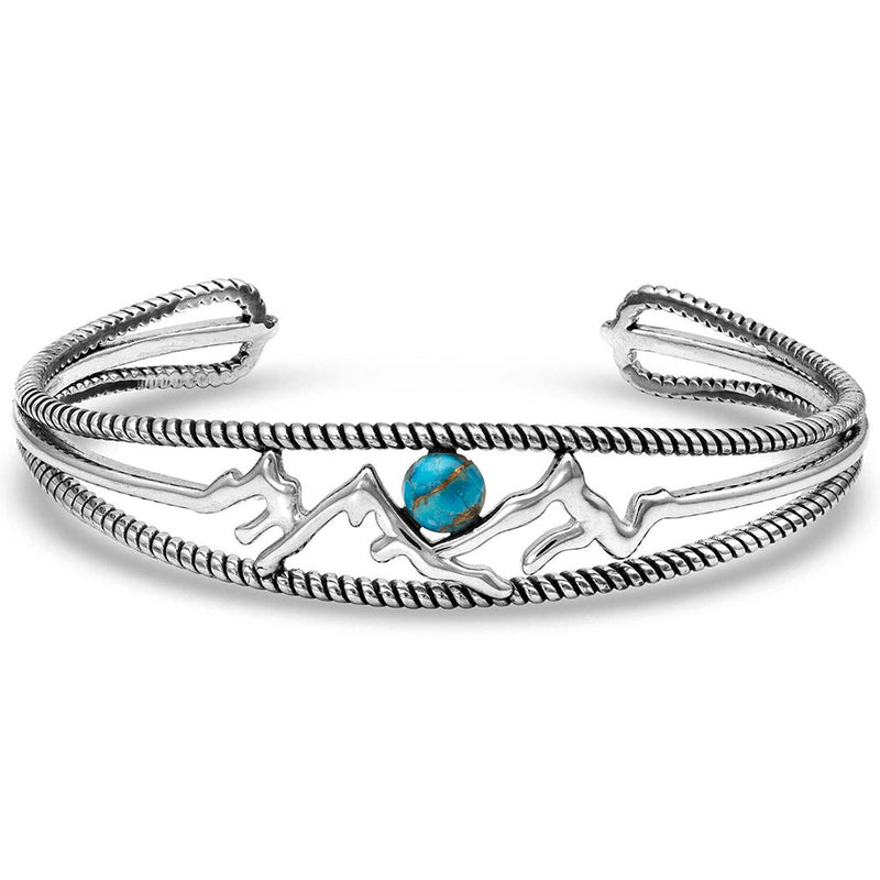 Load image into Gallery viewer, Montana Silversmith Pursue the Wild Another Mountain Turquoise Cuff Bracelet
