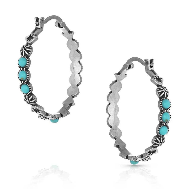 Load image into Gallery viewer, Montana Silversmith Round N Round Turquoise Hoop Earring
