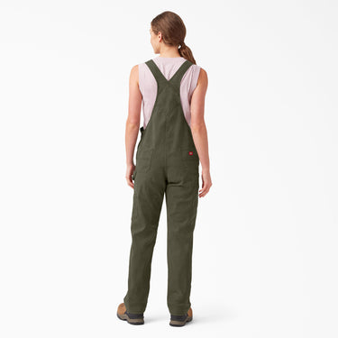 Dickies Women's Relaxed Fit Bib Overalls (Rinsed Moss Green) Size L