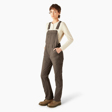 Dickies Women's Double Front Bib Overalls (Mushroom) Size M