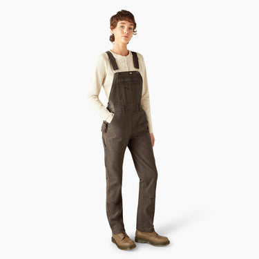 Dickies Women's Double Front Bib Overalls (Mushroom) Size L Short