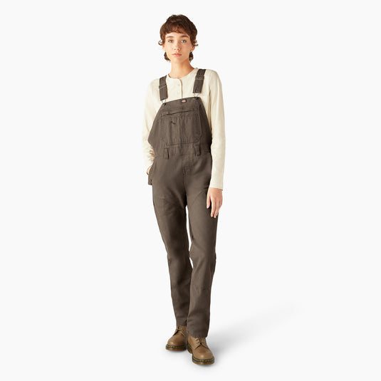 Dickies Women's Double Front Bib Overalls Mushroom Large Regular