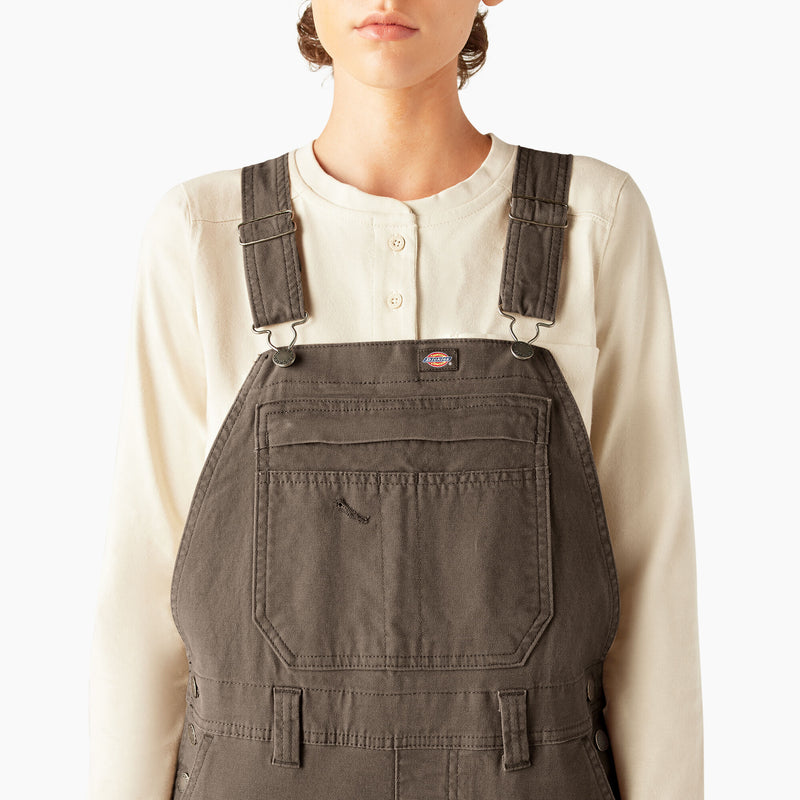 Load image into Gallery viewer, Dickies Women&#39;s Double Front Bib Overalls Mushroom Large Regular
