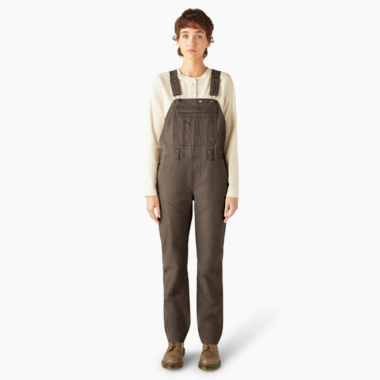 Dickies Women's Double Front Bib Overalls Mushroom Large Regular