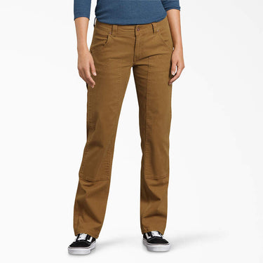 Dickies Women's FLEX Relaxed Fit Duck Carpenter Pants (Rinsed Brown Duck) Size 12
