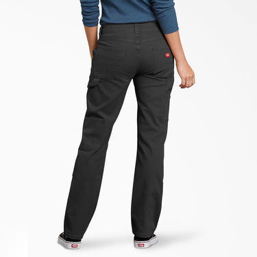 Dickies Women's FLEX Relaxed Fit Duck Carpenter Pants (Rinsed Black) Size 8