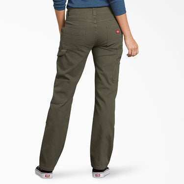 Women's FLEX Relaxed Fit Duck Carpenter Pants (Rinsed Moss Green) Size 12