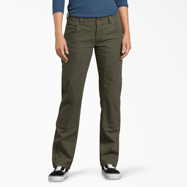 Women's FLEX Relaxed Fit Duck Carpenter Pants (Rinsed Moss Green) Size 12