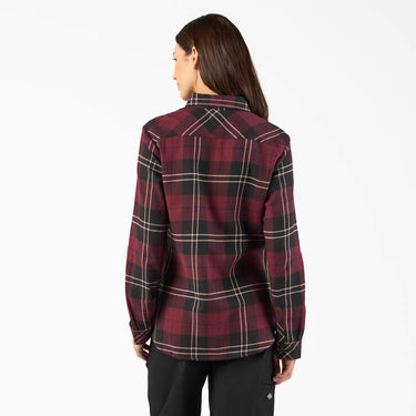 Dickies Women's Plaid Flannel Long Sleeve Shirt (Fig) Size M
