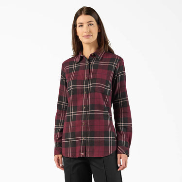 Dickies Women's Plaid Flannel Long Sleeve Shirt (Fig) Size M