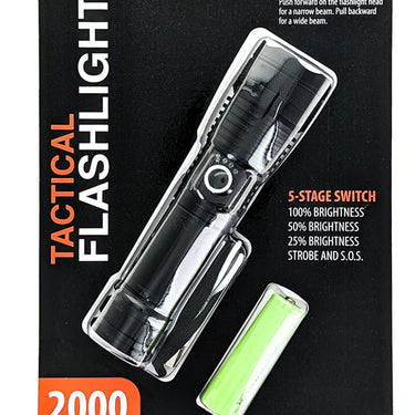 Sona Enterprises 2000 Lumen 6.5" Adjustable Focus Rechargeable Black Flashlight