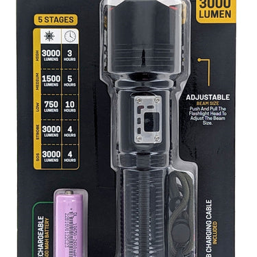 Sona Enterprises 3000 Lumen 7.5" Tactical Rechargeable Flashlight