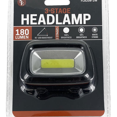 180 Lumen COB Black, Water Resistant Head Lamp, Requires 3AAA Batteries (Not Included)