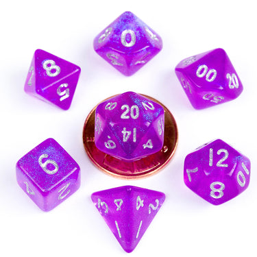 7-Set 10mm Mini Stardust Purple Polyhedral Dice Set