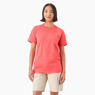 Dickies Women's Heavyweight Short Sleeve Pocket T-Shirt (Coral Reef Heather) Size S