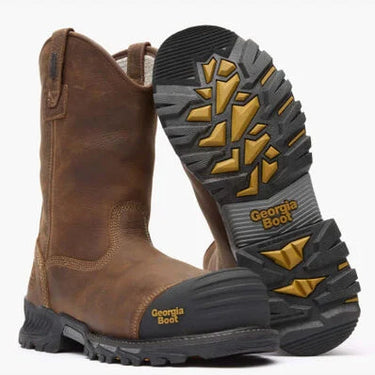 Georgia Boot Rumbler Composite Toe Waterproof Pull-on Work Boot (Brown/Black) Size Men's 12W